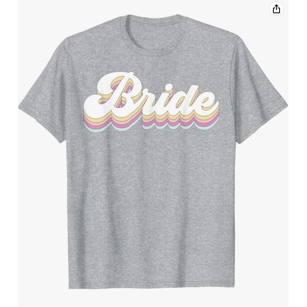 Graphic 'Bride' Womens Short Sleeve Retro Print Crewneck Shirt Heather Gray